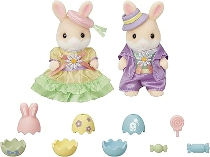 SYLVANIAN FAMILIES - La chasse aux œufs des frères et sœurs Lapin Marguerite - 5691 - Figurines Prêt à Jouer - Mini Poupées Multicolore