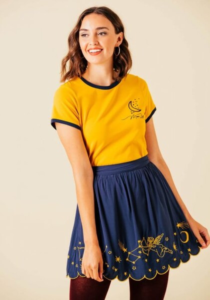 Star Crossed Lovers Embroidered Skirt | Harkel Clothing
