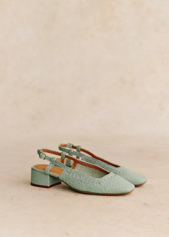 Escarpins Noemie - Vert d'Eau Tressé - Cuir ovin - Sézane