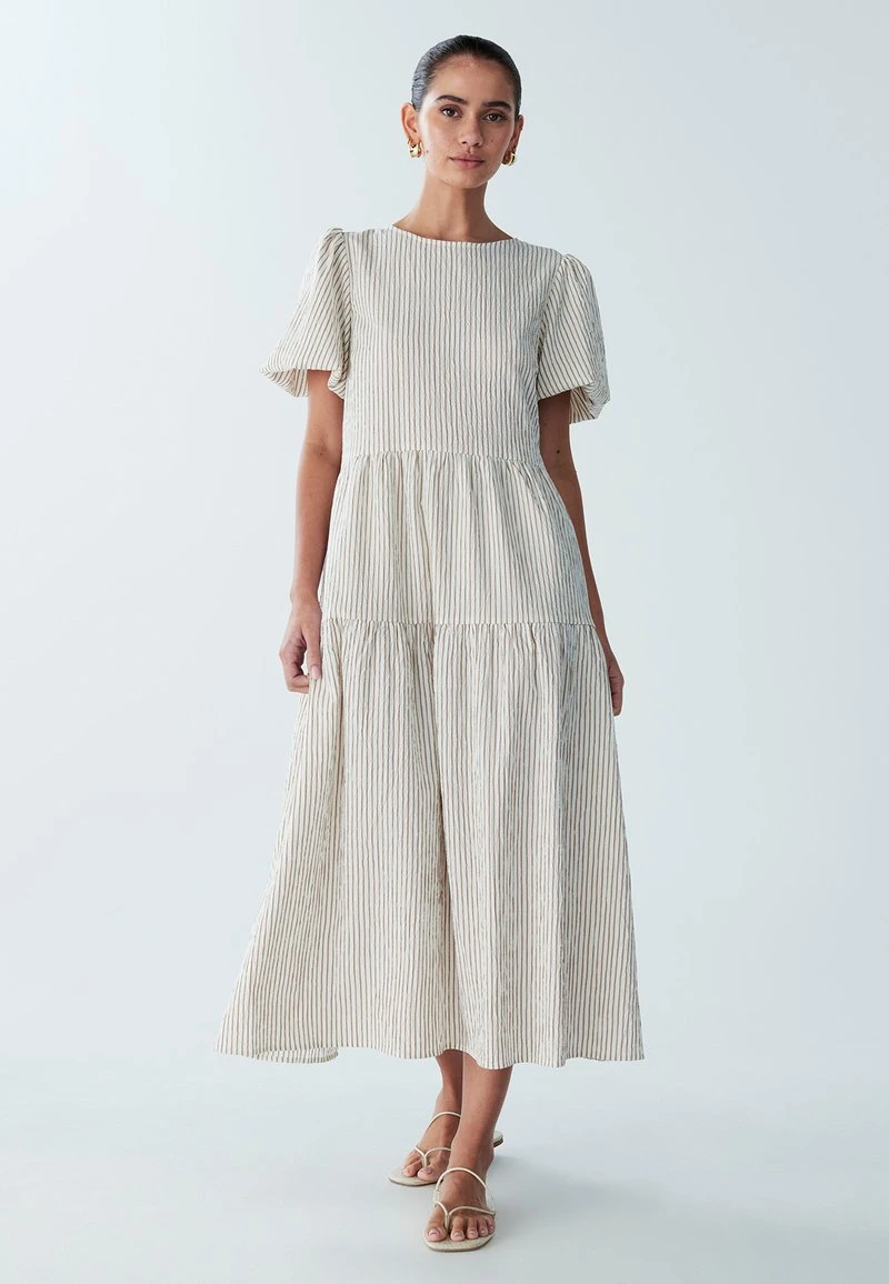 ST MRLO SITIA MIDI - Robe de jour - mocha stripe/nude - ZALANDO.FR