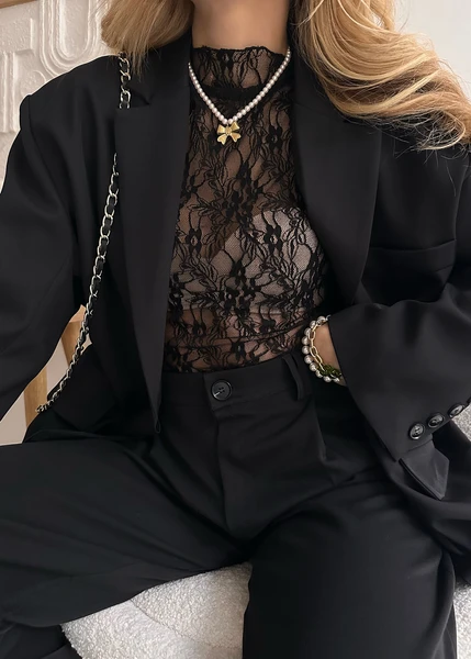 Body transparent en dentelle noir DEBRA