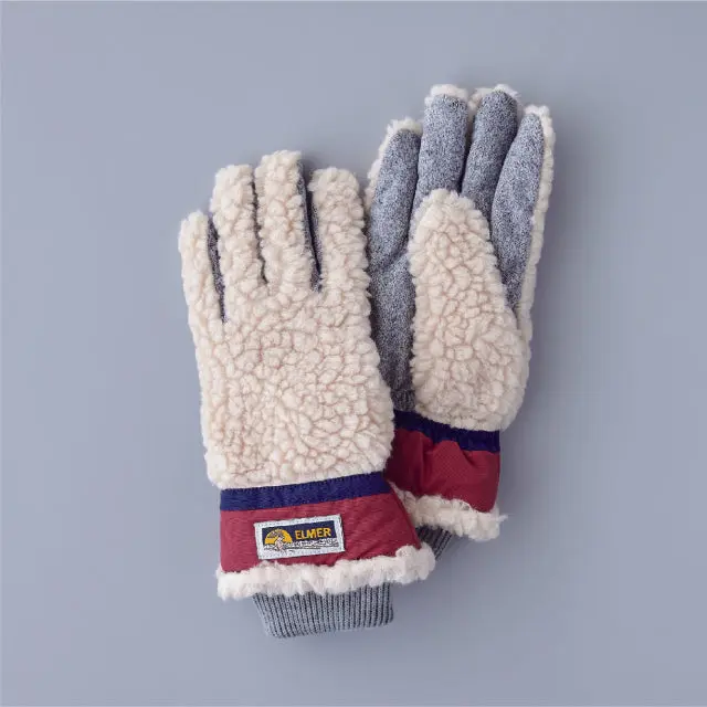ELMER - Gants Teddy - Beige et rouge
