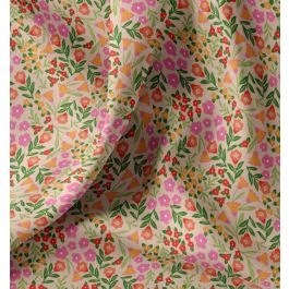 Tissu cretonne imprimé multi fleurs multico