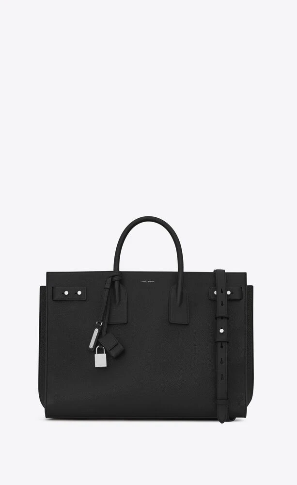 sac de jour large en cuir grainé