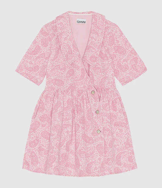 GANNI - Robe Coton Organique Paisley Shrinking Violet