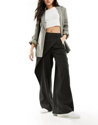 ASOS DESIGN - Pantalon habillé coupe portefeuille - Gris | ASOS