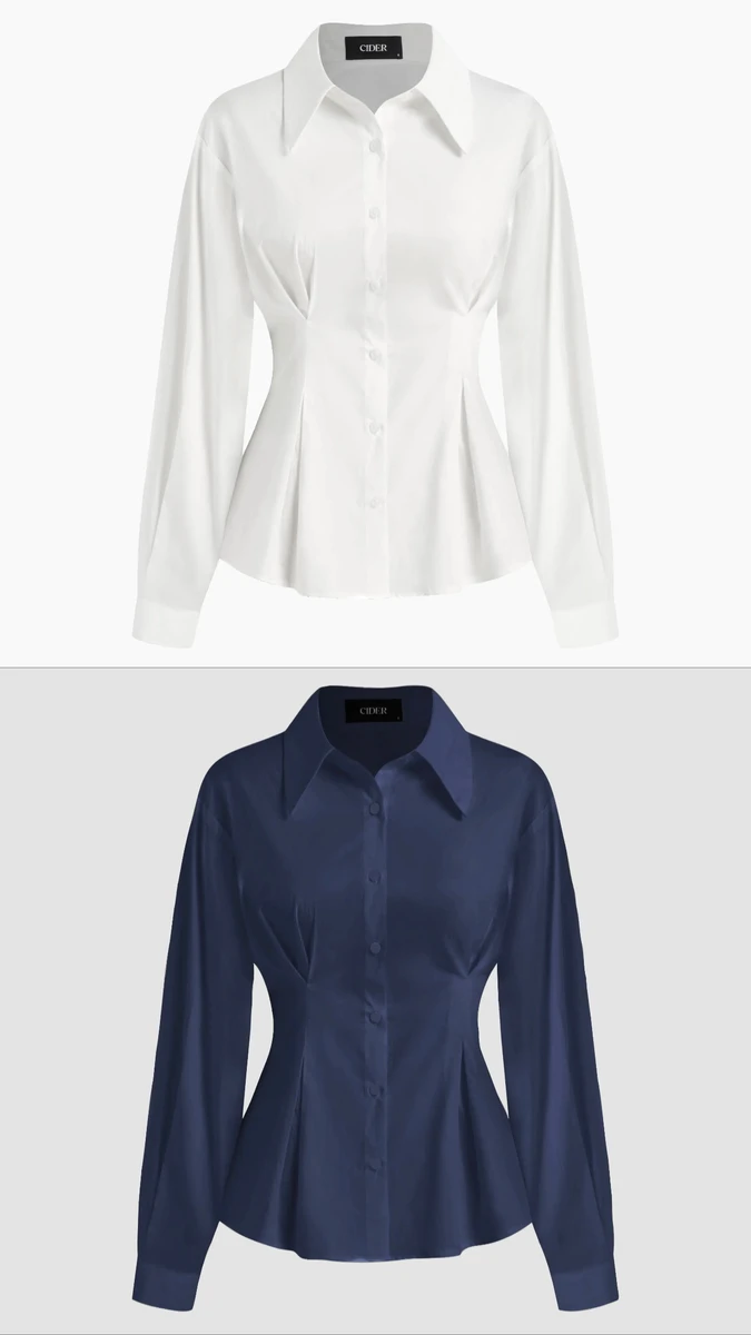 — cider, cotton shirt (white/navy blue 34)