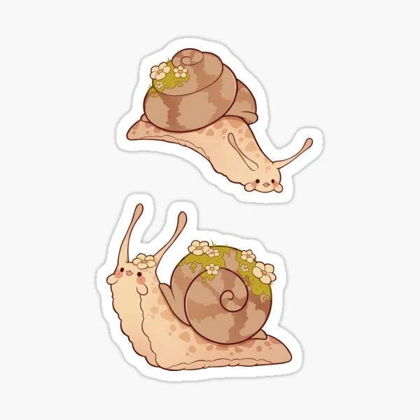 Escargots couverts de mousse et de fleurs | Sticker