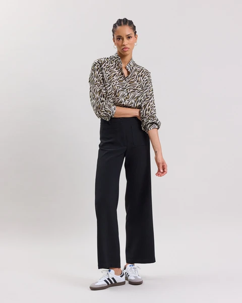 Pantalon Femme en crêpe Noir Poli