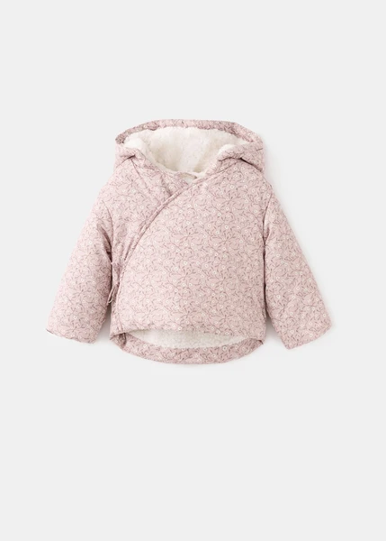 Anorak motif floral imitation mouton