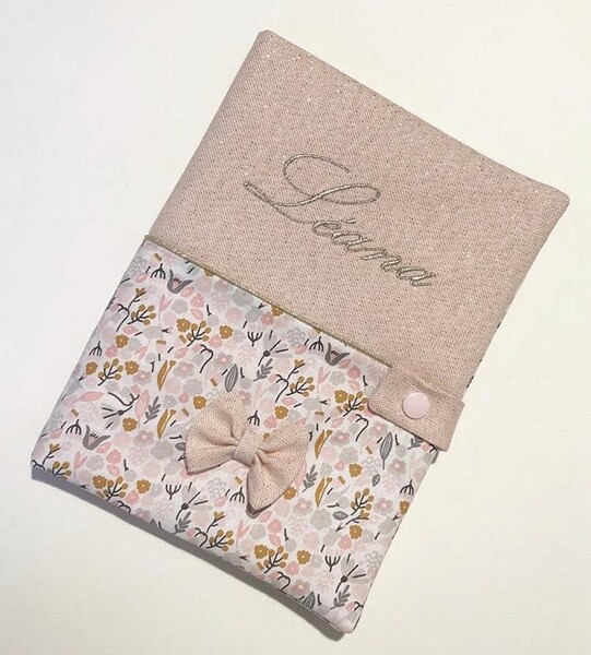 Protects custom pink sequins and liberty/gift/birth/baby/Christmas/embroidery. French manufacturing