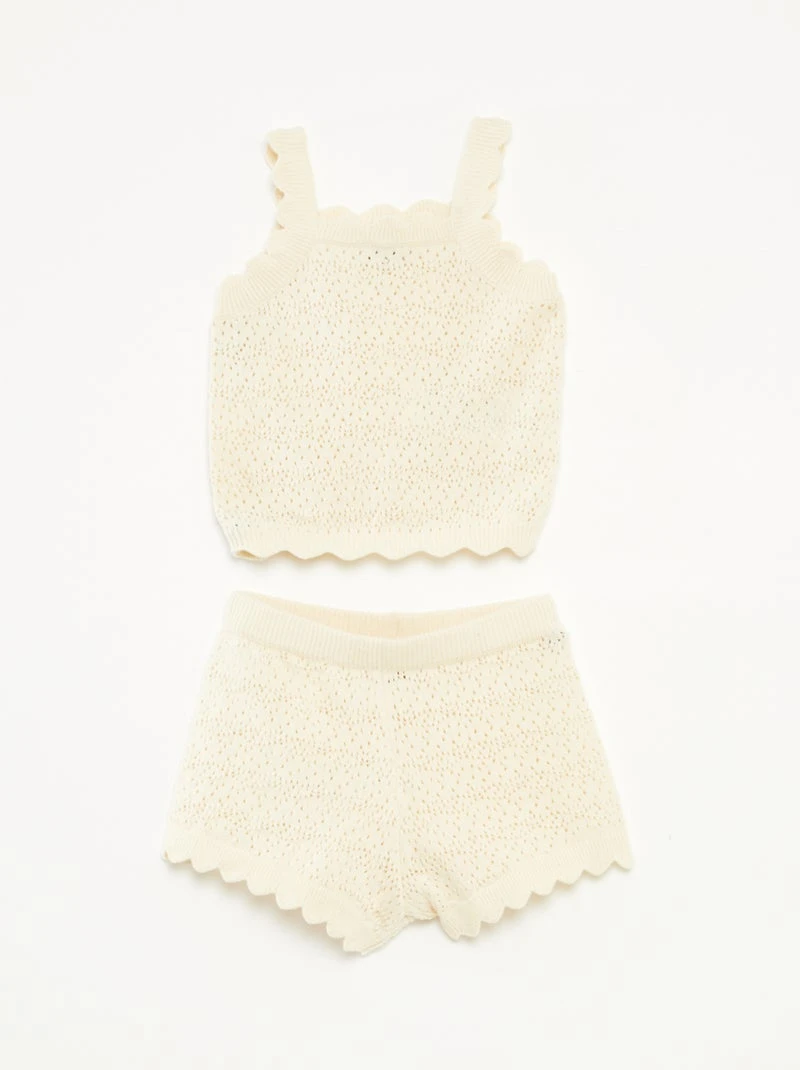 Ensemble débardeur + short en crochet - 2 pièces