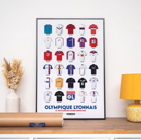 Affiche Olympique Lyonnais - Maillots Historiques