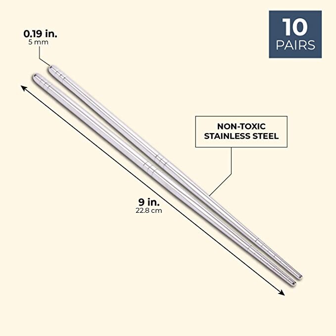 10 Paires en acier inoxydable Baguettes - Baguettes réutilisables, traditionnel coréen Lot de baguettes pour asiatique Nourriture, Kimchi, Sushi, Argent - 22,9 x 0,5 x 0,5 cm: Amazon.fr: Cuisine & Maison