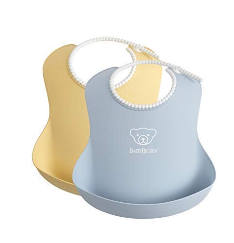 BABYBJÖRN Bavoir, lot de 2, Jaune pastel/Bleu pastel