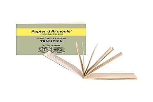 Papier d'Arménie - Carnet de 12 feuilles de 3 lamelles - Désodorise &amp; Parfume - Tradition