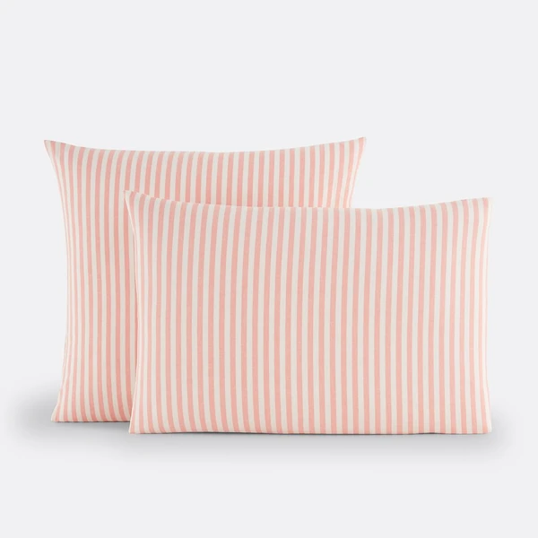 Taie d'oreiller en coton, Soizic corail