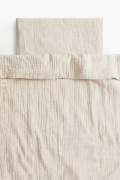 Parure de couette en mousseline pour bébé - Beige clair - HOME | H&M BE