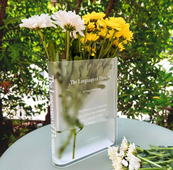 Vase livre en acrylique pour fleurs, décoration d'étagère, décoration d'intérieur moderne pour les amateurs de livres et de fleurs