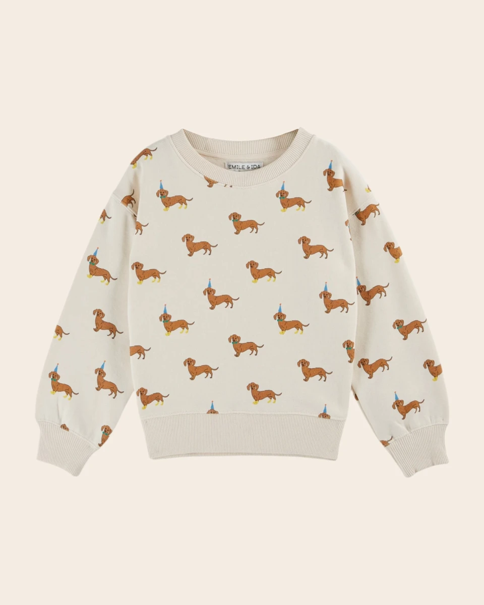 Sweat teckels coton bio écru