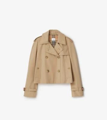 Veste trench courte en gabardine (Miel) - Femme, Coton | Site officiel Burberry®