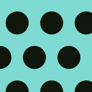 Polka Dot - Black on Turquoise XL Fabric | Spoonflower