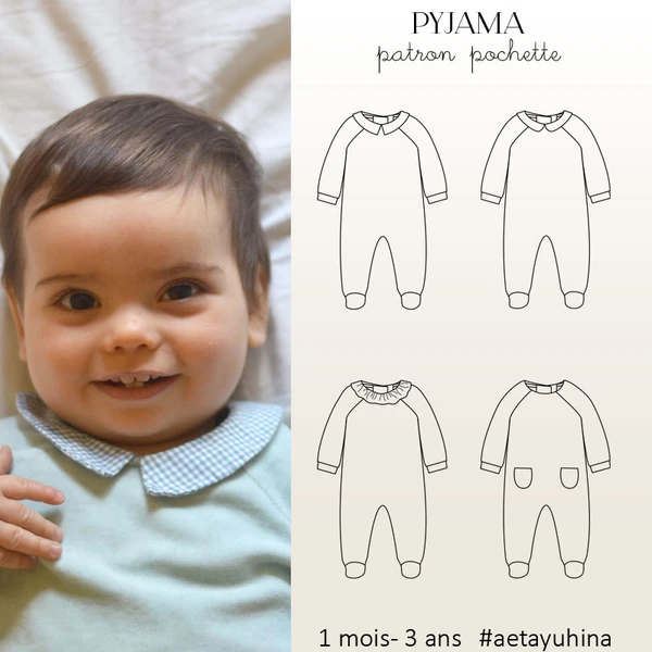 Patron pyjama bébé Yuhina 1M-3A