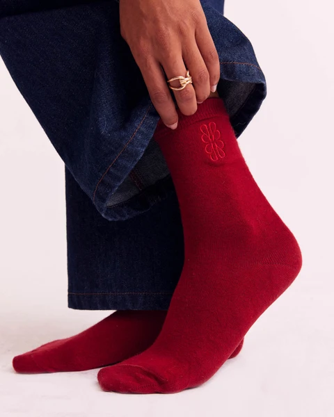 Chaussettes Tobby rouge foncé
