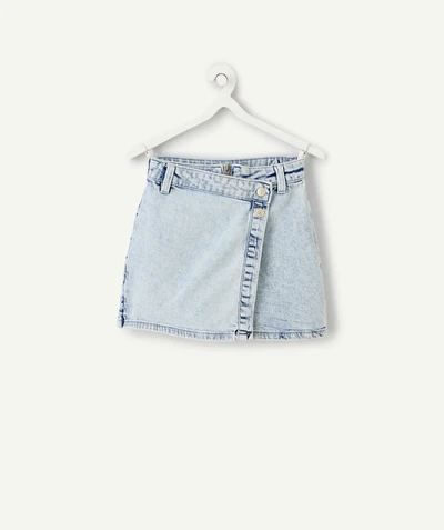 Jupe-short fille denim clair délavé