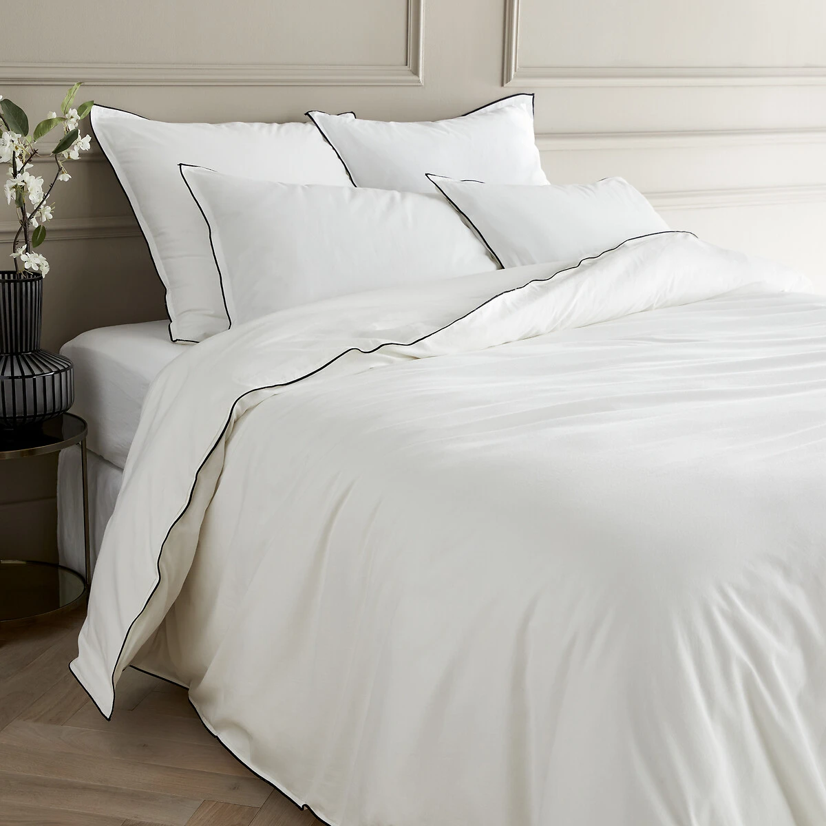Housse de couette en voile de coton lavé, Gypse