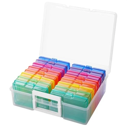 Zuvo Boîte de Rangement Photos Multicolore | 16 Compartiments Modulables | Étanche et Empilable | Organiseur Polyvalent pour Photos, Loisirs Créatifs &amp; Fournitures