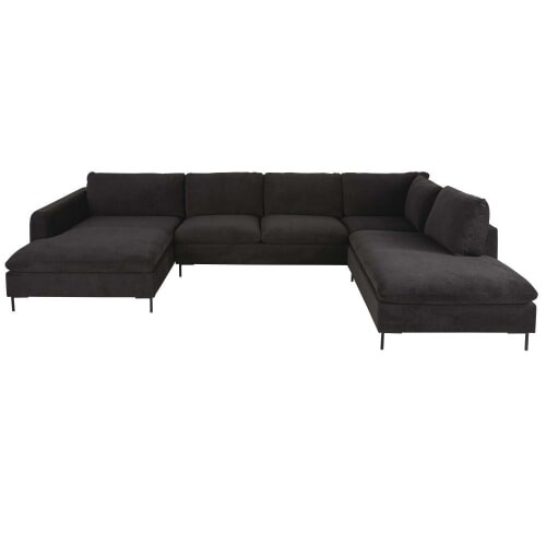 Canapé d'angle 7 places noir City | Maisons du Monde