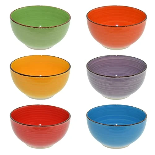 CREOFANT Lot de 6 bols à céréales multicolores 650 ml - Bols à fruits, soupe, glace, ramen, Bols colorés en céramique