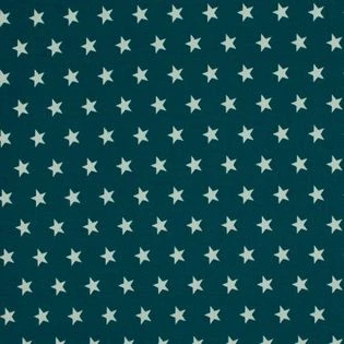 Tissus coton étoiles - Bleu pétrole et blanc | Rascol