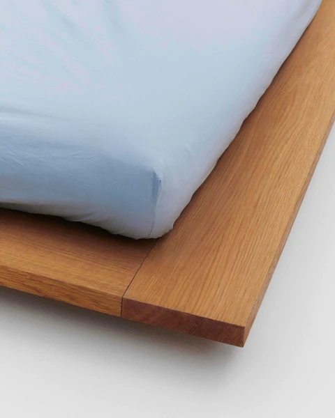 Percale Fitted Sheet - Morning Blue 160x200x30