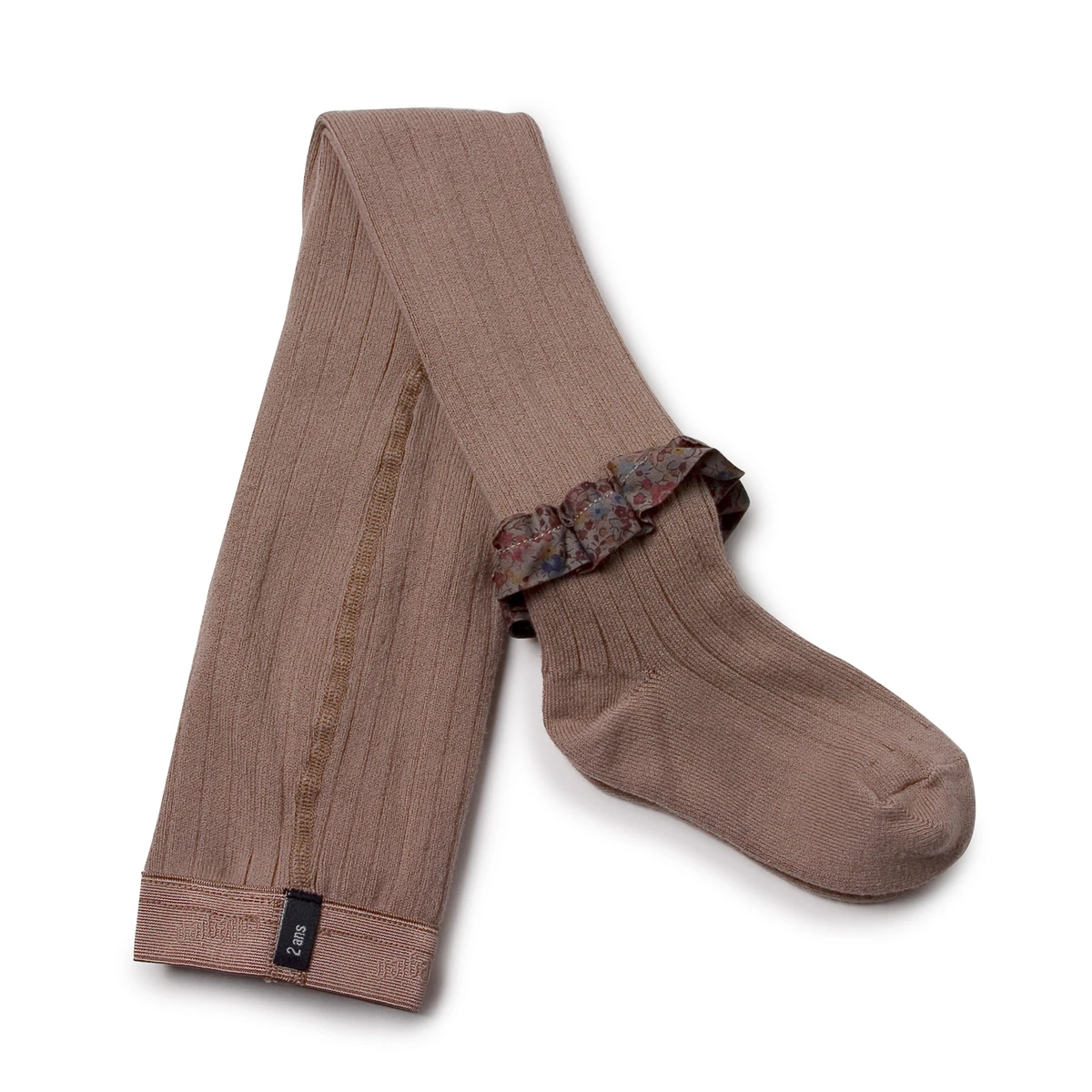 Clémence - Collants à côtes avec Liberty - Praline de Lyon