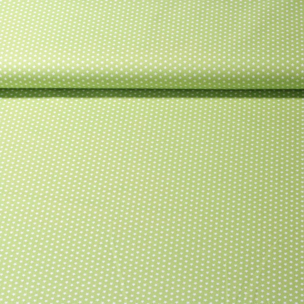 Popeline de coton Stella - Mini étoiles Lime Blanc