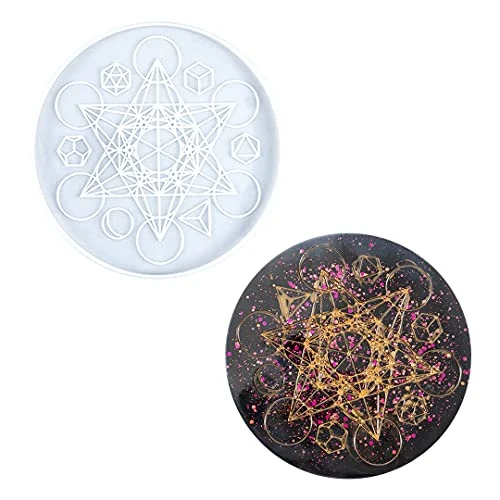 Zayookey Moules en Résine d’Astrologie Plateau Moules en Époxy Résine Divination Moule en Silicone Coaster Resin Mold Tray pour de Tarot, de Sorcellerie, Décoration de Maison (Plateau Moule A)