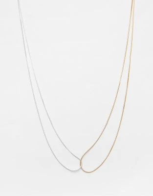 Pull&Bear - Collier avec chaînes combinées - Doré