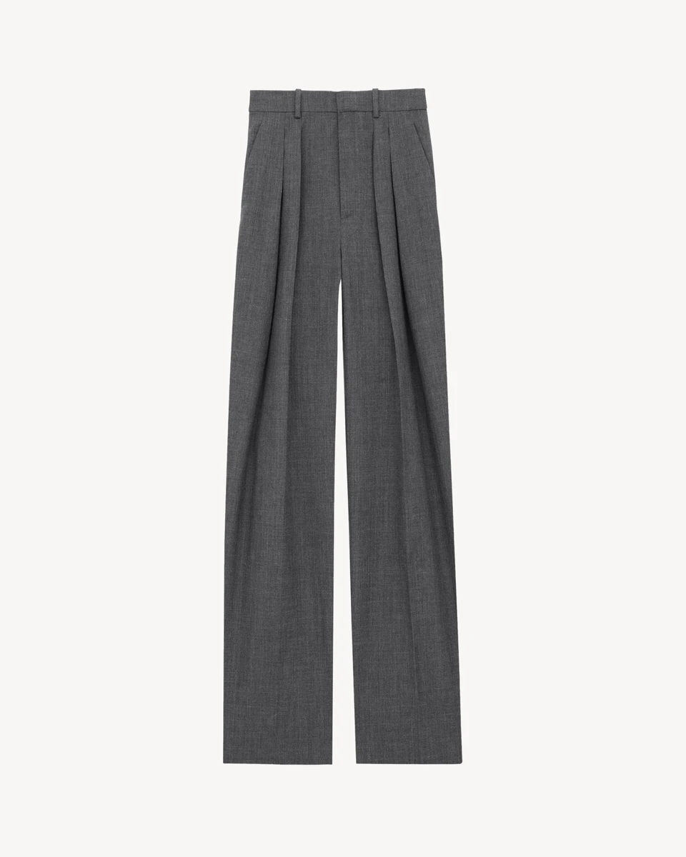 Pantalon ample en laine chinée