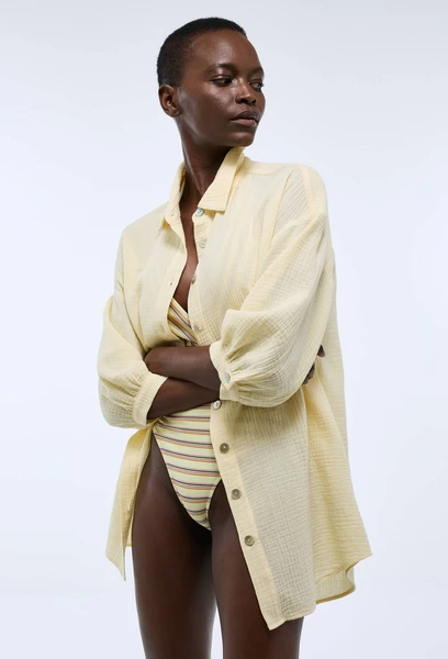         Tunique de plage en coton BIO GOTS JAUNE CLAIR pour femme MONOPRIX    