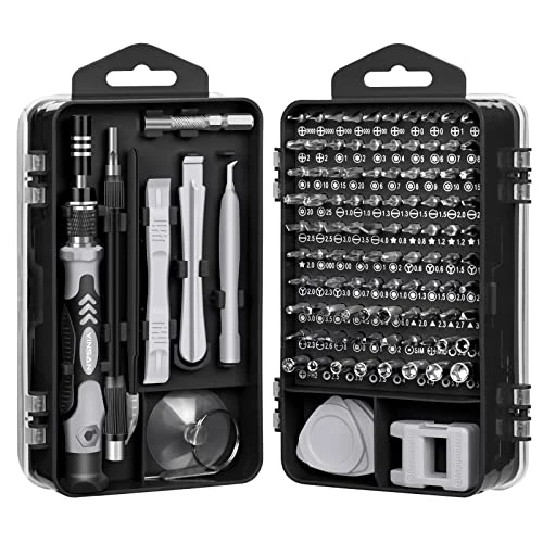 YINSAN 120Pcs Kit Tournevis de Précision, Kit Mini Tournevis Magnétique, Set Outils Informatique de Réparation pour PC, Laptop, Phone, Lunettes, Mac, Smartphone, Bricolage, Consoles de Jeux, Noir