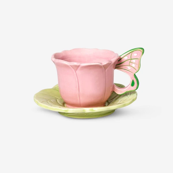 Ensemble de Tasse et Soucoupe Papillon & – Design Printanier Charmant | Cadeaux pour Maman