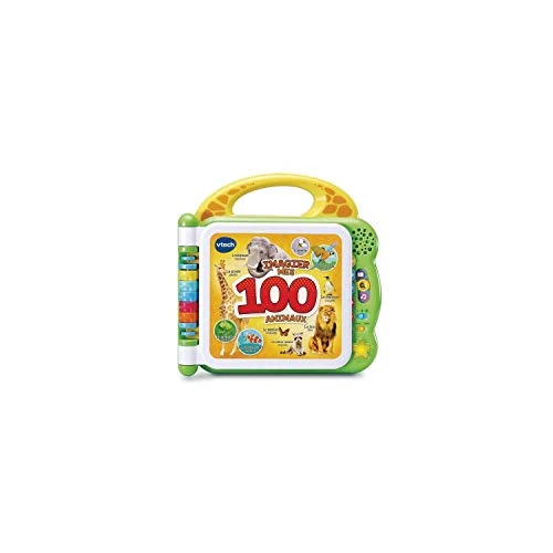 VTech - Mon Imagier Bilingue, Imagier Parlant Mes 100 Animaux, Livre Sonore, 12 Pages Illustrées et Interactives, Jouet Éducatif, Cadeau Enfant Dès 2 Ans - Contenu en Français et Anglais