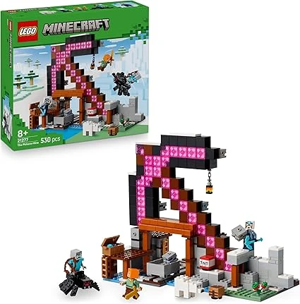LEGO Minecraft La Mine en Forme de Pioche - Jouet de Construction Interactif - Figurines d'Alex, d'un Mineur & d'un Vagabond sur Araignée - Cadeau Collector pour Gamer, Garçon ou Fille dès 8 ans 21277