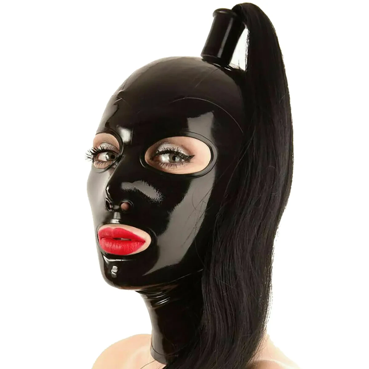 Masque intégral en latex avec capuche et cheveux pour carnaval, jeux de société, couvre-chef