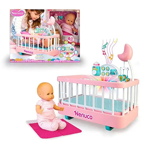 Nenuco - Le Berceau qui vous Aide | interactif avec lumières et sons pour Nenuco, avec une poupée au corps souple pour les plus jeunes enfants