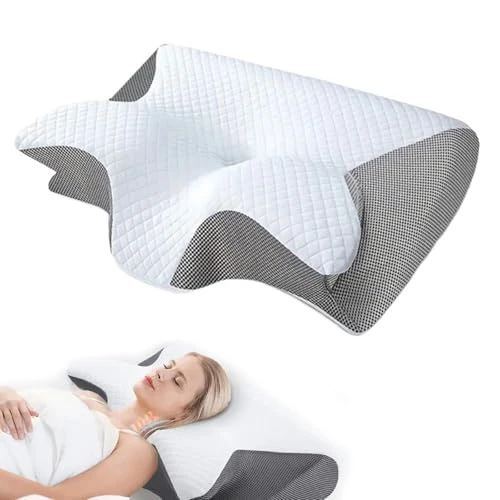 Eevhrqw Oreiller Gamaneo,Coussin Cervicales Douloureuses,Oreiller Ergonomique Cervical Memoire De Forme,2 en 1 Oreiller Orthopédique À Mémoire De Forme pour La Nuque,Oreiller pour Dormir sur Le Côté