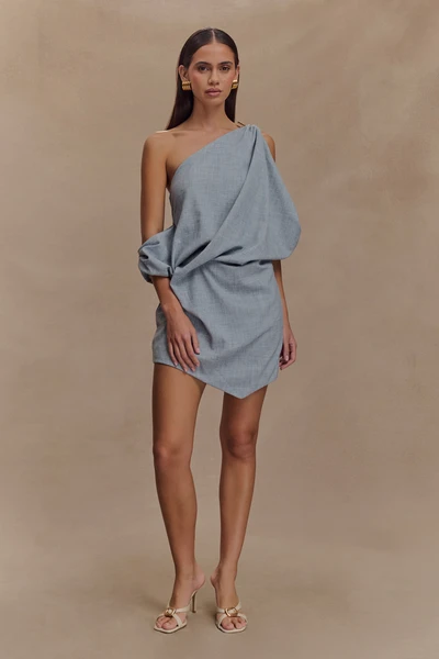 Gabriella Draped Mini Dress - Charcoal Blue Marle