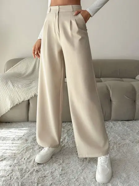 Pantalon De Costume Ã DÃ©tail PliÃ© Ample